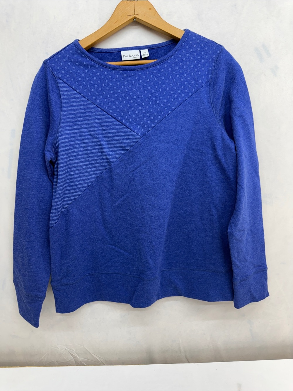 Kim Rogers Royal Blue Men’s Crewneck Sweater with Panel Details